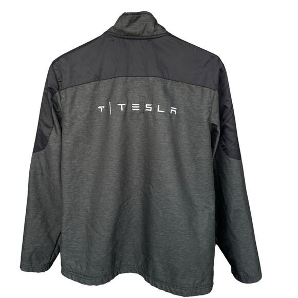 Tesla Womens Softshell Jacket Medium Full Zip Gray Embroidered Logo EV Car - Picture 2 of 9